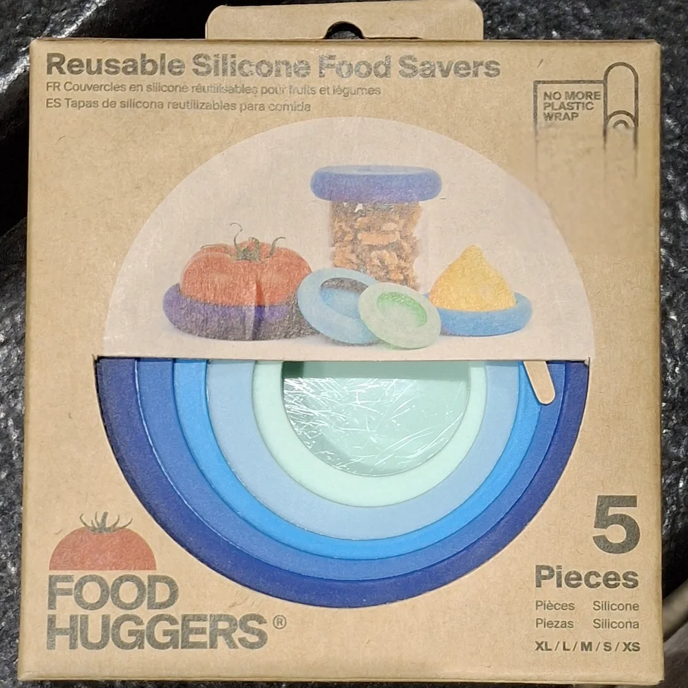 Food Huggers 5pc Reusable Silicone Savers - Ice Blue